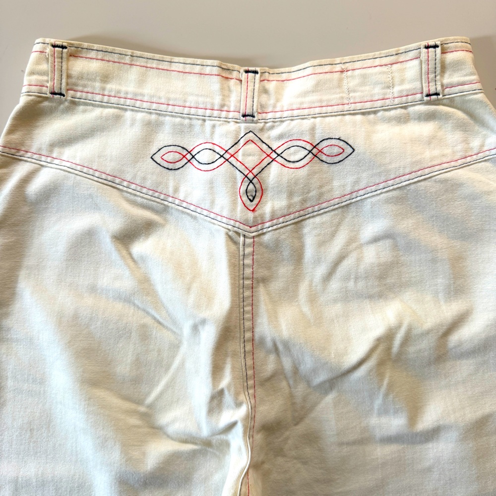 Rare Vintage Rumble Seats Wilkins & Co Cream colored wide leg trousers Sz Small